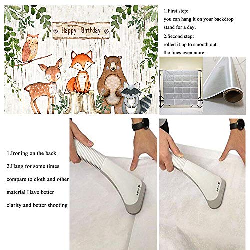 Fanghui 7x5FT Summer Woodland Animals Photography Backdrop Baby Shower Happy Birthday Party Banner Supplies Forest Animals Jungle Background Photo Booth Props