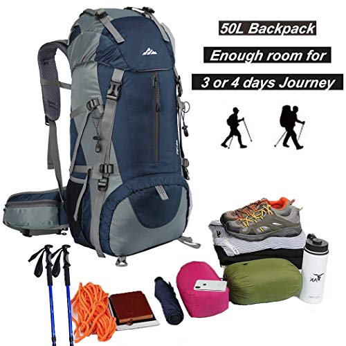 Lukasa Wandelrugzak 50 liter, heren en dames, 45 l + 5 l, waterdichte rugzak, trekkingrugzak, reisrugzak, outdoor… - Image 3