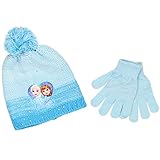Disney Frozen Elsa and Anna Girls Beanie Hat and Gloves Set