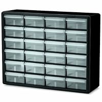 Akro-Mils 10124 24 Drawer Plastic Parts Storage Hardware and Craft Cabinet, 20-Inch x 16-Inch x 6.5-Inch, Black