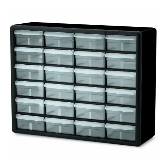 Akro-Mils 10124 24 Drawer Plastic Parts Storage Hardware and Craft Cabinet, 20-Inch x 16-Inch x 6.5-Inch, Black