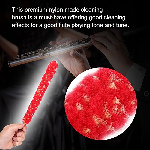 Flute Cleaning Brush Stick Nylon Swab Moisture Cleaner Cleaning Repair Tool Parts for Flute Woodwind Music Instruments - Red Length 38cm/14.96in