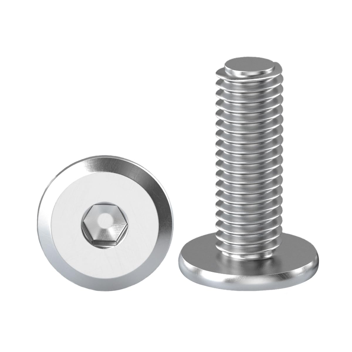 Drenky Hexagon Furniture Bolts, M8 X 16mm Flat Hex Bolt 10 Pack Hex Socket Flanged Button Head Screws Bolts Fully Thread Joint Connector Bolts, Hardware Screw
