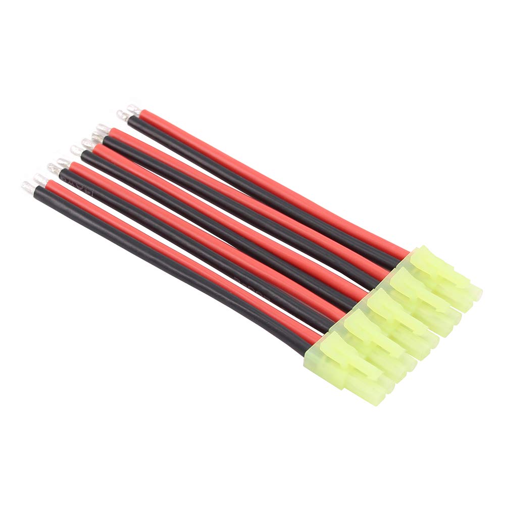 BDHI 5pcs Mini-Tamiya Male Connector Adapter Cable Set (10cm/4in, 14awg Silicone, Small, Unisex, Car, Hobby Accessory)