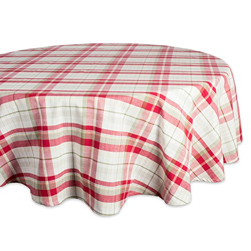 DII Orchard Plaid Round Tablecloth, 100% Cotton with 1/2" Hem for Holiday, Family Gatherings, & Christmas Dinner (70" - Seats 4 to 6)