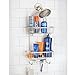 mDesign Bathroom Tub & Shower Caddy, Hanging Storage Organizer Center with 2 Built-In Hooks and Baskets for Bathroom Shower Stalls, Bathtubs - Rust Resistant Steel Wire, Satin