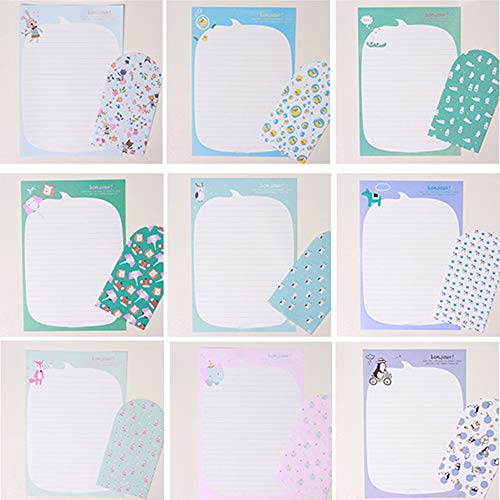 SCStyle Envelopes 3.54 Inches x3.34 Inches,30 Cute Lovely Kawaii Special Design Writing Stationery Writing Paper 9.25Inches x6.3 Inches and 15 Envelopes,Stationary Paper and Envelopes Set