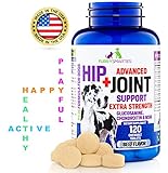 Glucosamine for Dogs by Furrysmarties with 800mg Glucosamine 400mg Chondroitin 400mg MSM and 100mg Vitamin C in each tablet - Hip and Joint Supplement - 120 Beef Flavour Chewable Tablets