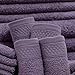 Baltic Linen Multi Count 100% Cotton Towels, 4 Bath Towels, 4 Hand Towels, 4 Fringed Fingertips, 12 Washcloths, Deep Plum, 24 Piece Set
