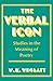 The Verbal Icon: Studies in the Meaning of Poetry