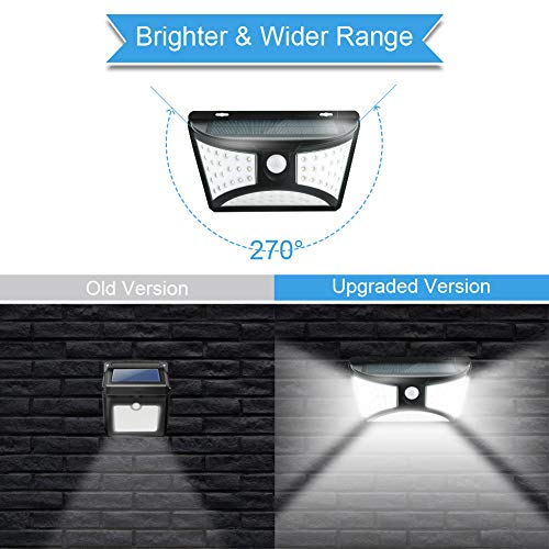 Outdoor Solar Motion Sensor Wall Light 2 Pack, 68 LED IP65 Waterproof Wireless Night Security Light with 270° Wide Illumination Angle for Front Door,Yard,Garage,Garden,Stairs,Pathway