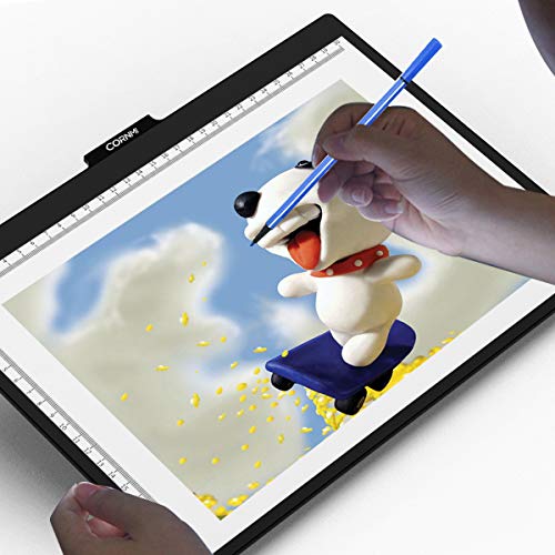A4 LED Light Box Ultra-Thin Portable Light Board Tracing USB Power Cable Drawning Holder Stand Dimmable Brightness 10-Level Eye-Protected Pad for Kids Artists X-Ray Viewing Drawing Cartoon Copy