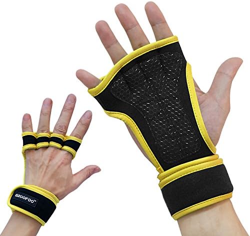 GROOFOO Cross Training Gloves with Wrist Support, Silicone Padded Gloves for Gym Workouts WODs Weightlifting & Fitness, Hand Grips against Calluses with Integrated Wrist Wraps for Men and Women
