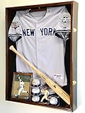 Extra Deep Jacket, Uniform, Jersey Shadow Box Display Case Cabinet w/ UV Protection, Walnut