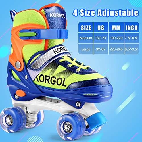 AMZOOM Roller Skates for Girls, Boys, Kids, 4 Size Adjustable Toddler