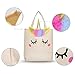 Unicorn Tote Bag - Natural Cotton Canvas Tote Bag with Horn for Groceries, Shopping, School,Unicorn Gift for Girls (Smile 2，have Red dot，1pack)