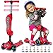 SKIDEE Kick Scooters for Kids Ages 3-5(Suitable for 2-12 Year Old)Adjustable Height Foldable Scooter Removable Seat,3 LED Light Wheels, Rear Brake,Wide Standing Board,Outdoor Activities for Boys/Girls
