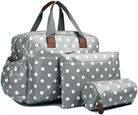 Miss Lulu Floral Printed And Polka Dots Mummy Baby Nappy Diaper Changing Maternity Bag 4pcs Set Wipe Clean Colours Optional