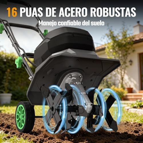 X Motoazada Eléctrica a Batería 40V con 2×4,0Ah, Cultivador de Jardín Inalámbrico, Ancho de Trabajo 30 cm, Profundidad 20 cm, Ruedas Ajustables, Mango Plegable