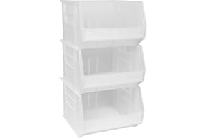 Akro-Mils 30270 AkroBins Plastic Storage Bins, Space-Saving Stackable Bins for Garage, Pantry, Craft Organization, 18" x 16" x 11", Clear, 3-Pack