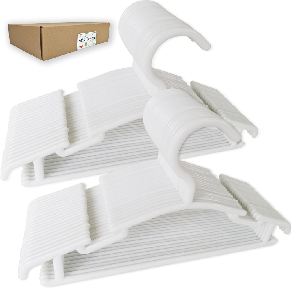 Baby Hangers_MOBU 40 Pack Baby Coat Hangers for Clothes Newborn Infant Toddler Wardrobe (40pcs_White)