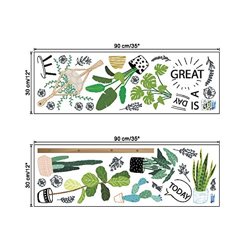 Dragon Honor Cactus Plant Green Leaves Wall Sticker Fresh Pastoral Style Art Mural Wall Decals