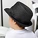 Kids Summer Fedora Hat Classic Vintage Panama Short Brim Straw Fedora Hat Black