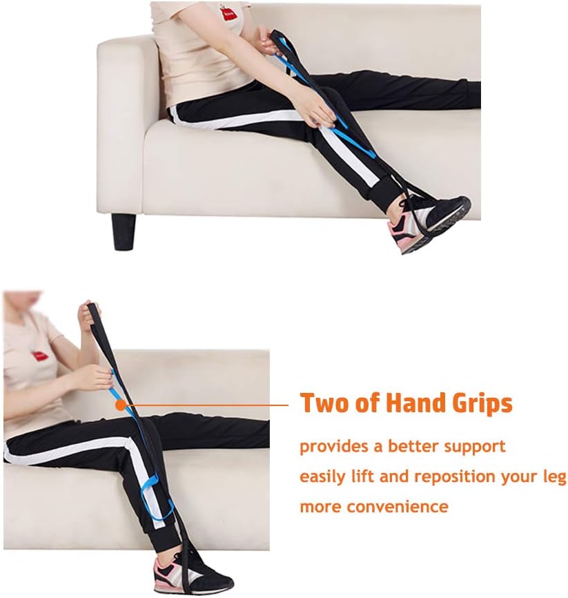 Leg Lifter Strap Rigid Foot Lifter & Hand Grip - Elderly, Handicap, Disability, Pediatrics 37” Mobility Aids for Wheelchair, Bed, Car, Couch, Hip & Knee Replacement: Health & Personal Care