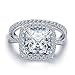 TIVANI Women's 2PCS Pretty 18K White Gold Plated Princess Cut CZ Bridal Engagement Wedding Band Set Best Anniversary Promise Rings for Her Eternity Love Collection Jewelry Heart Arrow Rings (10)