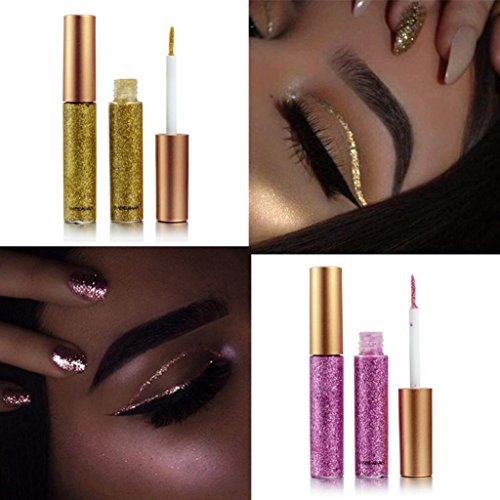 Coohole Hot Sexy Metallic Shiny Smoky Eyes Eyeshadow Waterproof Glitter Liquid Eyeliner (A)