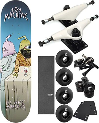 Toy Machine Skateboards Last Supper Pro Skateboard 8" x 31.375" Complete Skateboard - Bundle of 7 items
