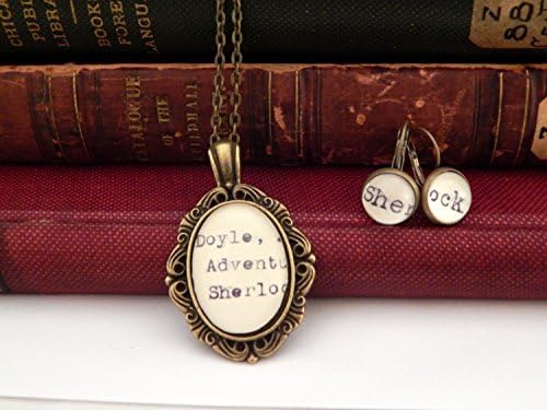 Bronze Sherlock necklace and earring jewelry set