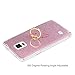 Note 4 Case,Samsung Galaxy Note 4 Case - 360 Degree Rotating Metal Ring Kickstand with Bling Shiny Sparkle Detachable Back Shell Slim Fit Soft TPU Skin Gel Cover by Badalink - Hot Pink