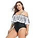Yii ouneey Women's Plus Size One Piece Swimsuit High Waisted Off Shoulder Sexy Beach Dresses Monokini Black Bathing Suits Swimwear(2XL, Black)