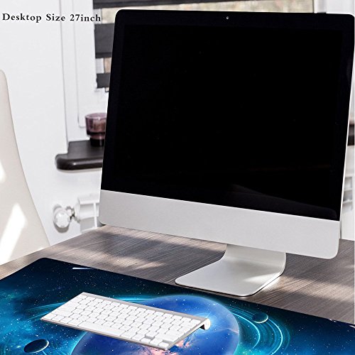 Imegny Large Planet Gaming Mouse Pad, Extended XXL Desk Pad & Non-Slip Rubber Keyboard Mat with Stitched Edges