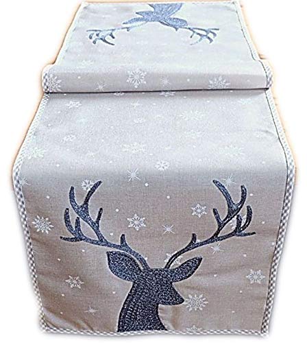 Raebel Table Runner Embroidery Deer Christmas Decoration. Christmas Tablecloth. Table Decoration. Table Cloth 40 x 85 cm — image 1