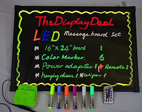 LED Illuminated Writing Erasable Message Board with Scratch Proof Acrylic Panel and Accessories (Small 12"x16")(A Complete Set-6 8mm Fluorescent Marker Pens Included)