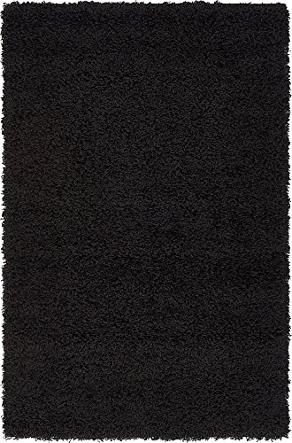 Unique Loom Solid Shag Collection Jet Black 3 x 5 Area Rug (3' 3" x 5' 3")