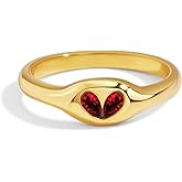 U UWorld Engagement Rings for Women Red Heart Promise Rings for Her 18K Gold Plated Stainless Steel Non Tarnish Statement Ring Women's Wedding Jewelry Gift