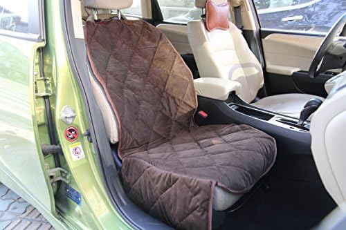 EZPETS Luxury Dog Seat Covers For Cars,Dog Car Seat Hammock Convertible,Universal Fit,Extra Side Flaps,Exclusive Nonslip,Waterproof Padded Quilted,Brown (Front Seat)