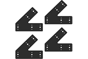 Andorm 4pcs 10x3 45 Degree Angle Steel Flat Plate Pergola Bracket Heavy Duty for Wood 4x4, 6x6 Lumber Powder Coated, Truss Framing Bracket, Post Mending Plate Black