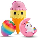 R ? HORSE Kawaii Jumbo Unicorn Squishy Ice Cream Slow Rising Sweet Scented Vent Charms Kid Toy Hand Toy Stress Relief Toy, Decorative Props Doll Gift Fun Large (3 Pack)