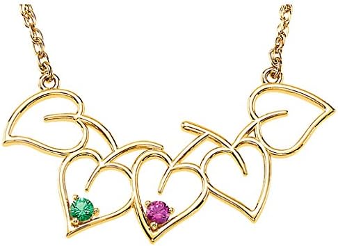 Trustmark 14K Yellow Gold Customized Family 2 Birth Month Chain of Leaves Pendant