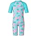 TFJH E Girls Swimsuit Rashguard Suit UPF 50+ UV One Piece,Cyan Short 10A