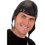 Black Vinyl Aviator Hat,Black,One Size