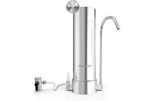 Vortopt Countertop Water Filter System - 5-Stage Stainless Steel Water Filter Faucet for 8000 Gallons - Tap Water Filter with
