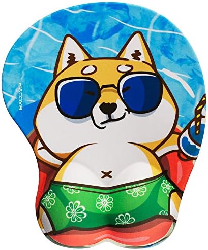 Exco可愛いマウスパッド リストバンド付きマウスパッド クリスマスプレゼント 低反発 シリコン充填 コーギー かわいい柄のデザイン 記念日 彼女 子供のためのギフト