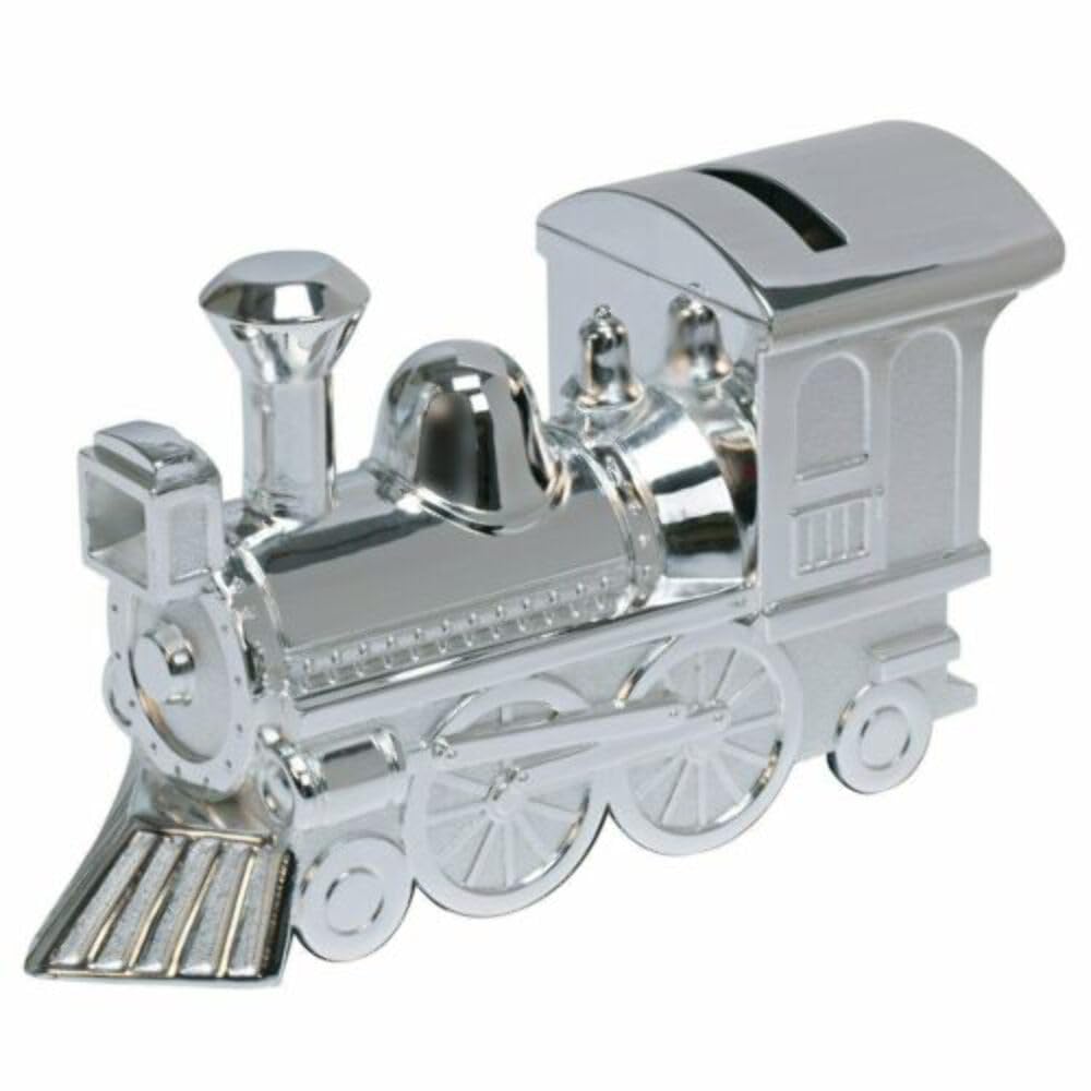 Christening Gifts. Boys Girls. Silver Train Money Box 6289