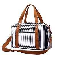 Gimay Carry on Bag Tote Duffel Bag Overnight Weekender Bag Travel Bags for Women （Blue Stripe）