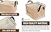 Lightweight Jute Storage Bin Fabric Collapsible Storage Basket Baby Nursery Organizer with Handles Sturdy Box for Clothes Toys Kids Laundry Blankets Pillows Bedrooms Kitchen Closet - 12” x 9” x 7